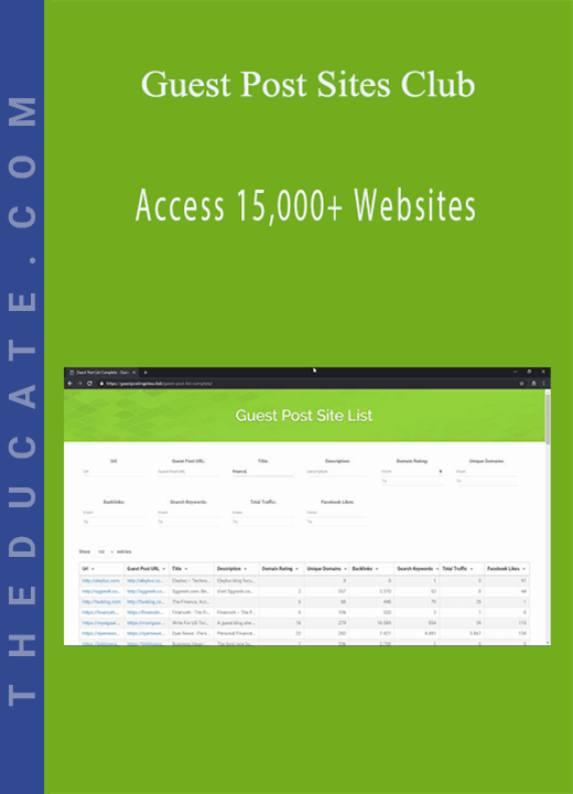 Guest Post Sites Club - Access 15,000+ Websites